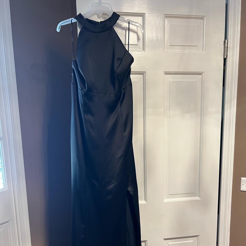 Black satin bridesmaid dress